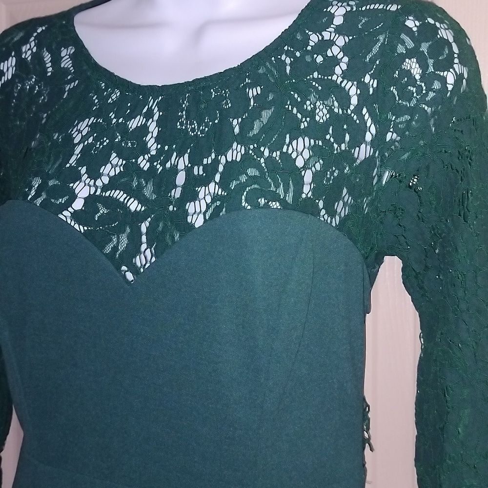 Lulus Whenever You Call Forest Green Lace Maxi Dress Sz M - Picture 5 of 8